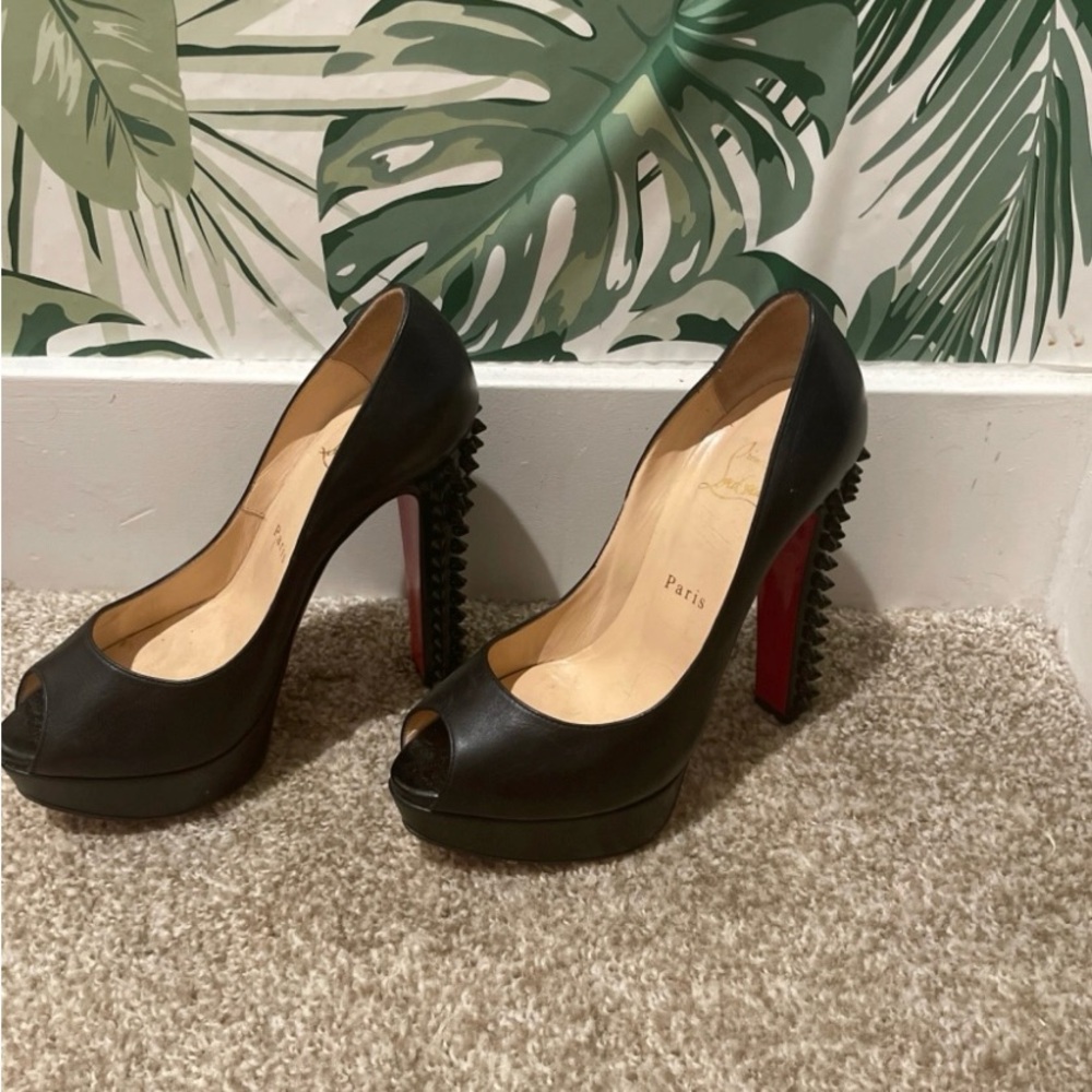 Christian Louboutin Black Peep Toe Heels - Picture 3 of 4